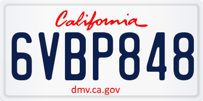 CA license plate 6VBP848
