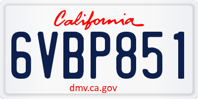 CA license plate 6VBP851