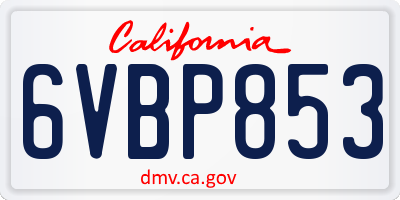CA license plate 6VBP853