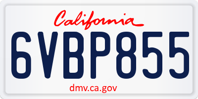 CA license plate 6VBP855