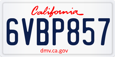 CA license plate 6VBP857