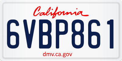 CA license plate 6VBP861