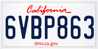CA license plate 6VBP863