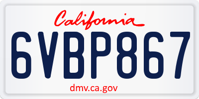 CA license plate 6VBP867