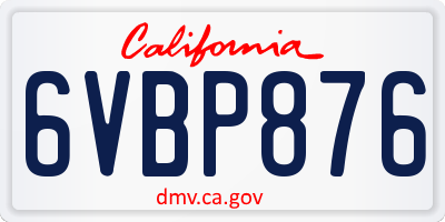 CA license plate 6VBP876