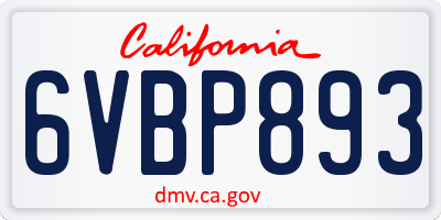 CA license plate 6VBP893