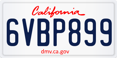 CA license plate 6VBP899
