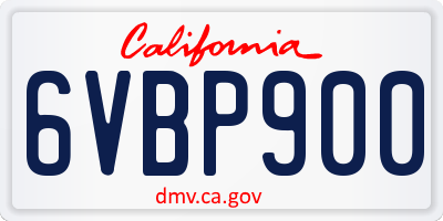 CA license plate 6VBP900