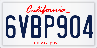 CA license plate 6VBP904