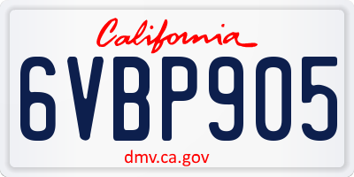 CA license plate 6VBP905