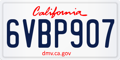 CA license plate 6VBP907