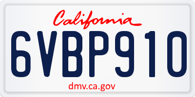 CA license plate 6VBP910