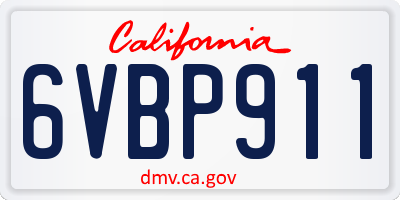 CA license plate 6VBP911