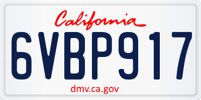 CA license plate 6VBP917