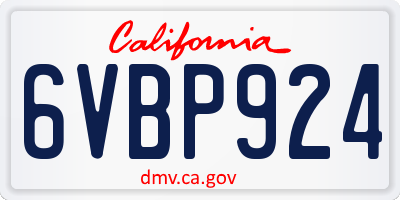 CA license plate 6VBP924