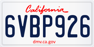 CA license plate 6VBP926