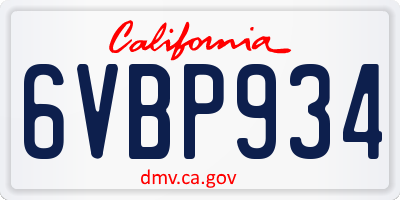 CA license plate 6VBP934