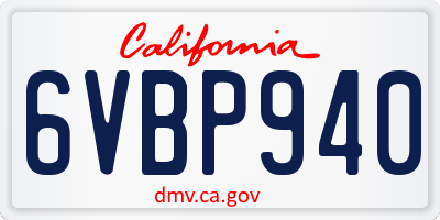 CA license plate 6VBP940