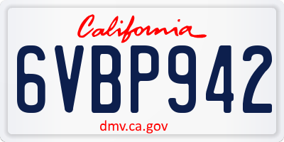 CA license plate 6VBP942