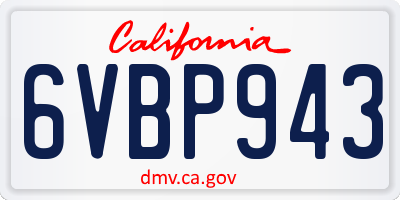 CA license plate 6VBP943