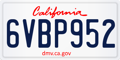 CA license plate 6VBP952