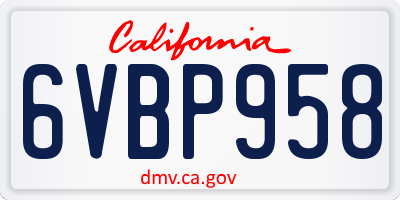 CA license plate 6VBP958
