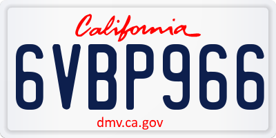 CA license plate 6VBP966