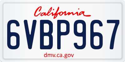CA license plate 6VBP967