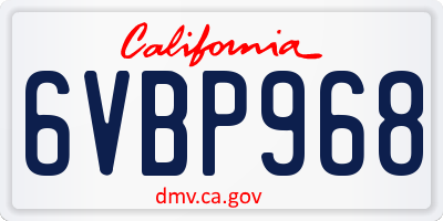CA license plate 6VBP968