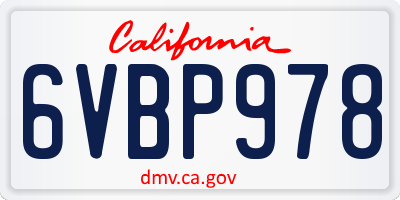 CA license plate 6VBP978