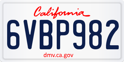 CA license plate 6VBP982