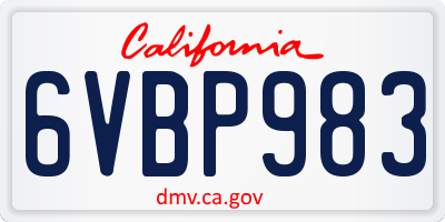 CA license plate 6VBP983
