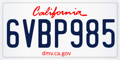 CA license plate 6VBP985