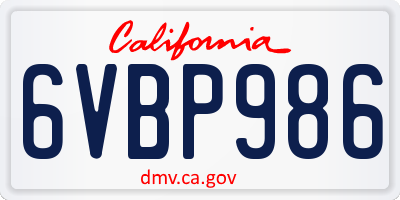 CA license plate 6VBP986