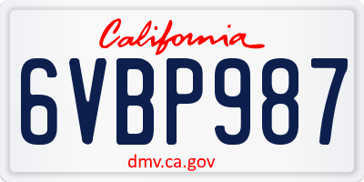 CA license plate 6VBP987