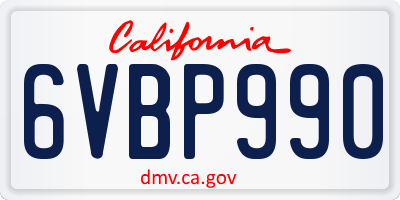 CA license plate 6VBP990