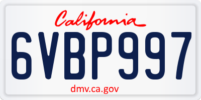 CA license plate 6VBP997