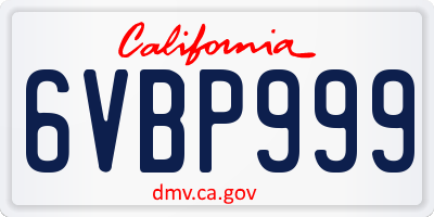 CA license plate 6VBP999