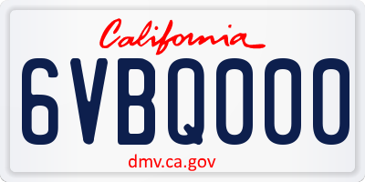 CA license plate 6VBQ000