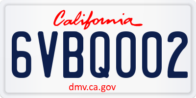 CA license plate 6VBQ002