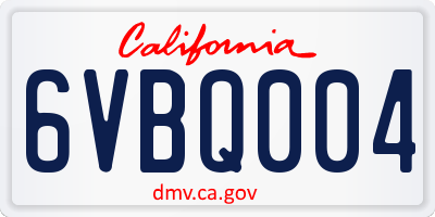 CA license plate 6VBQ004