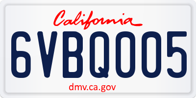 CA license plate 6VBQ005