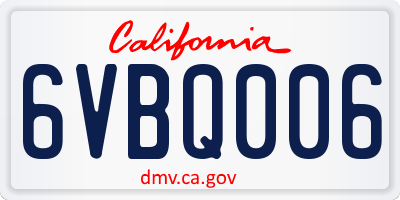 CA license plate 6VBQ006
