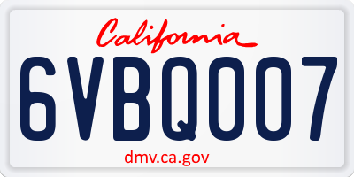 CA license plate 6VBQ007