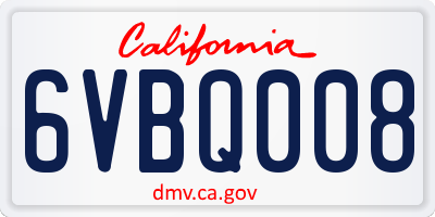 CA license plate 6VBQ008