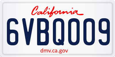 CA license plate 6VBQ009