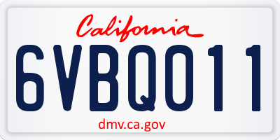 CA license plate 6VBQ011
