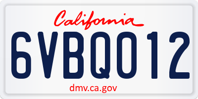 CA license plate 6VBQ012