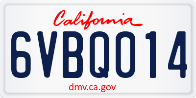 CA license plate 6VBQ014