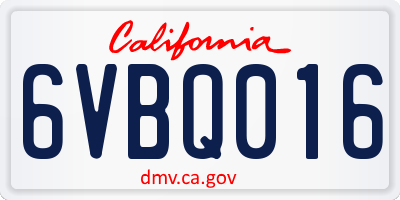 CA license plate 6VBQ016